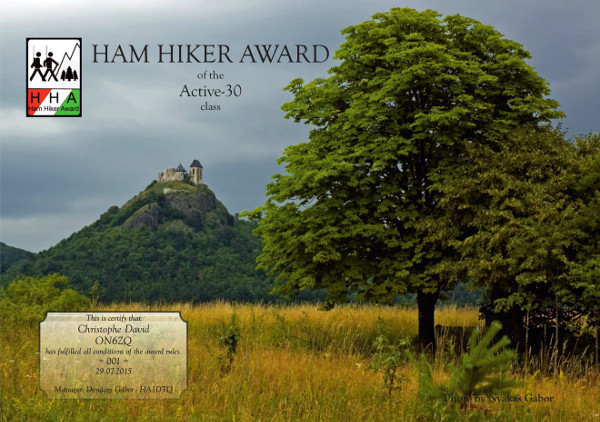 ON6ZQ Ham Hiker Award Activator