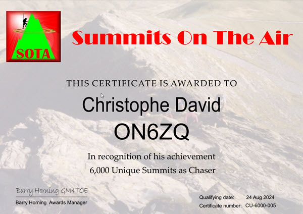 ON6ZQ SOTA chaser unique