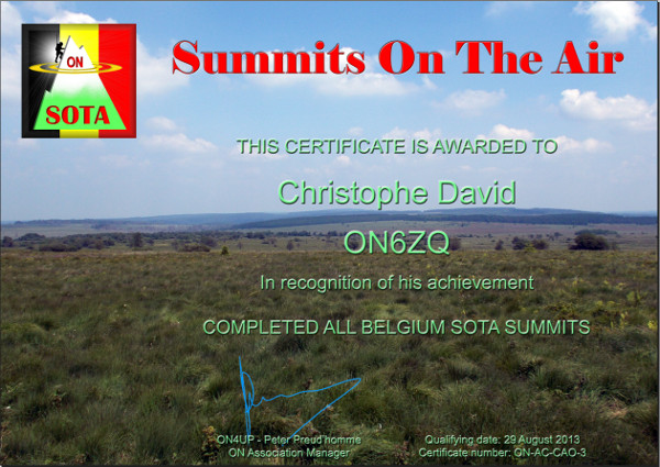 ON6ZQ SOTA Completed All ON Summits