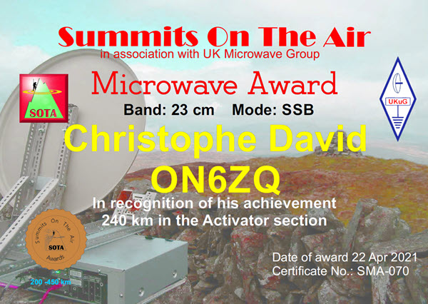 ON6ZQ SOTA Microwave award